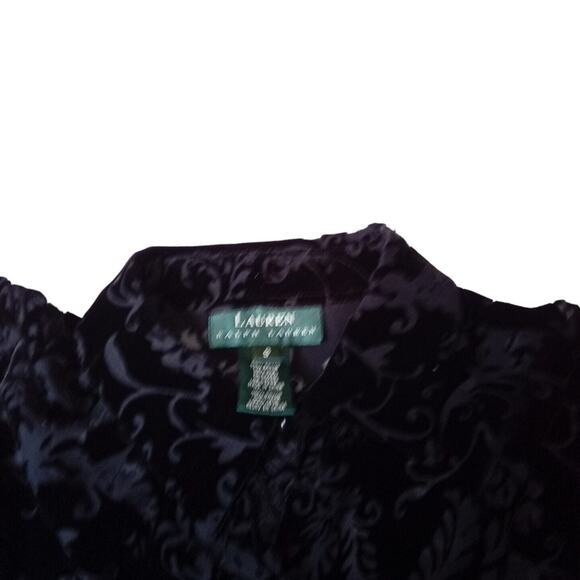 Ralph Lauren Button Up Blouse Top Rayon Silk Women's Small Lace See Thru Black - Picture 4 of 7